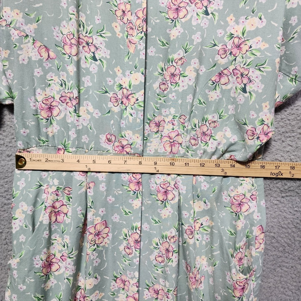 E.D.Michaels Vintage Dress Dolman Sleeve Sage Pink Floral Size 9/10 80's 90's - Picture 6 of 10